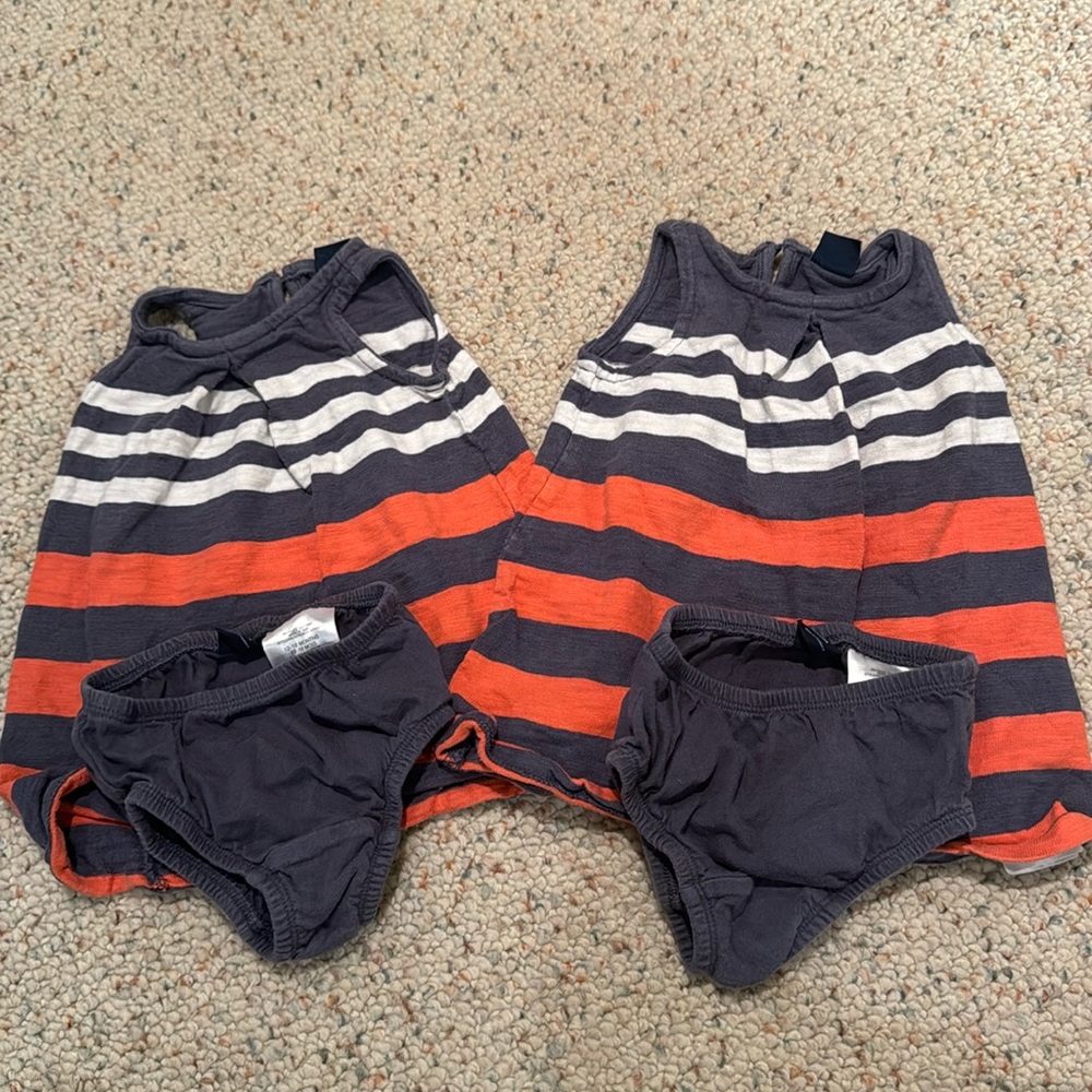 Twin orange and navy dress sets